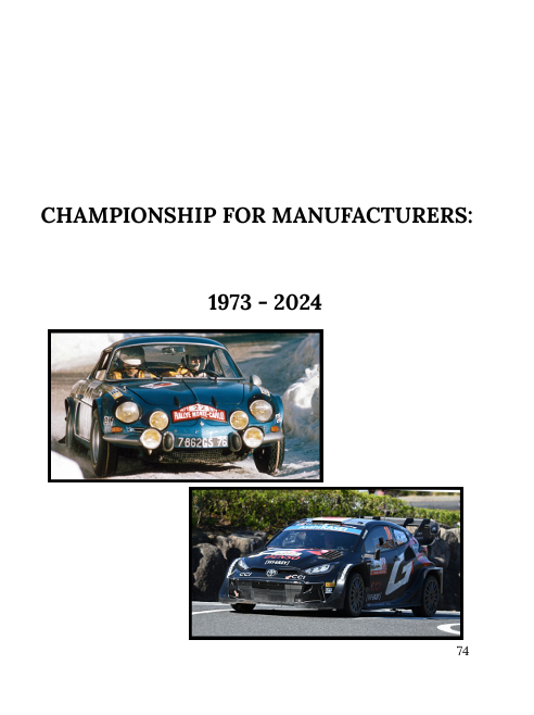 WORLD RALLY CHAMPIONSHIP - ALL DRIVERS' AND CONSTRUCTORS' CHAMPIONS