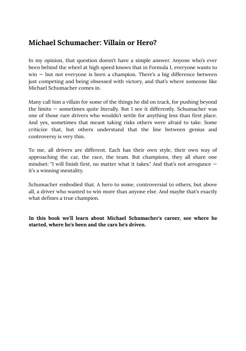 MICHAEL SCHUMACHER "THE LEGEND"